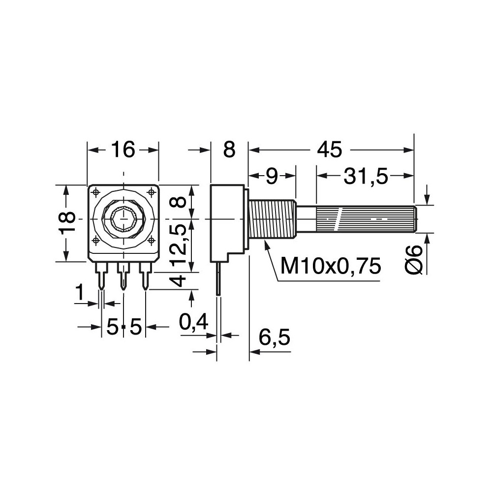 Potenziometro 4 7K Ohm Lineare