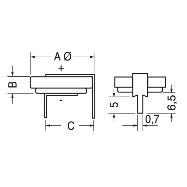 Batteria CR2032 3V con terminali orizzontale