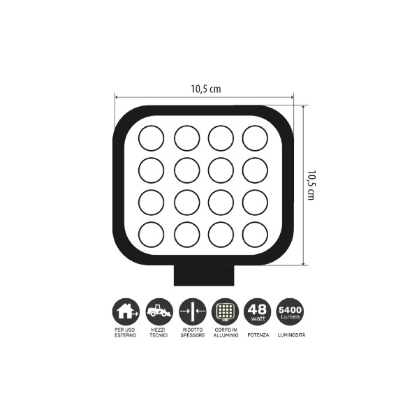 Faro LED di potenza 12-24V da veicoli 48W