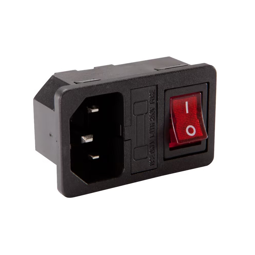 VDE panel plug with switch and fuse