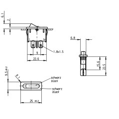 Slim black rectangular ON-OFF rocker switch