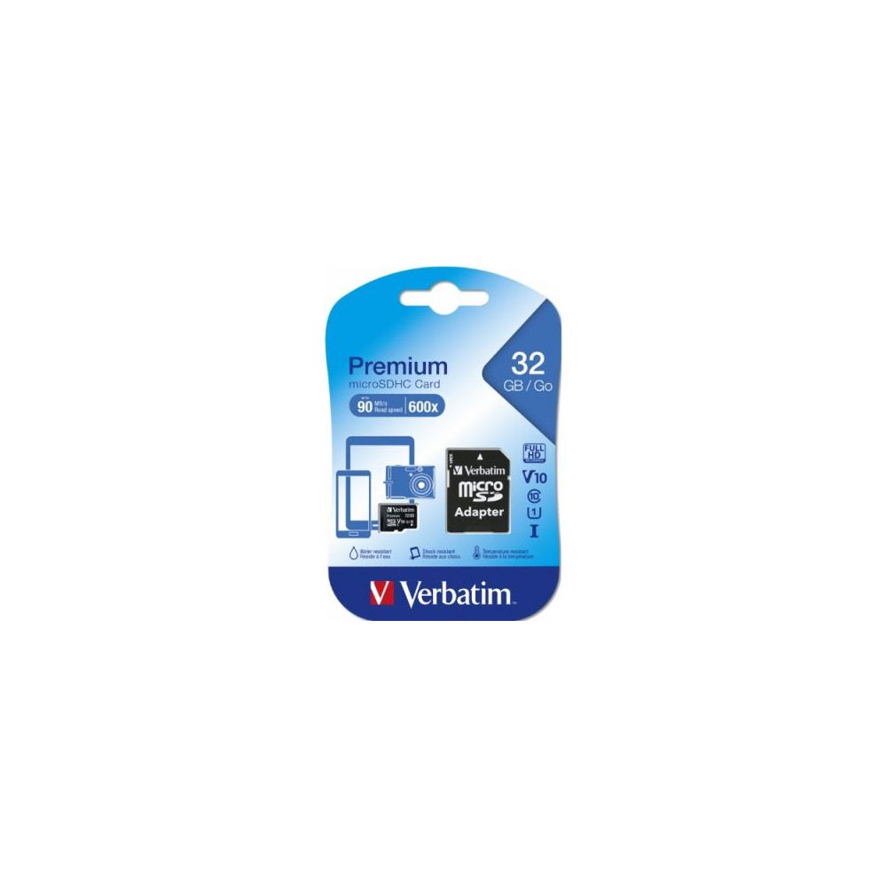 Micro SDHC Verbatim 32GB classe 10 con adattatore per SD