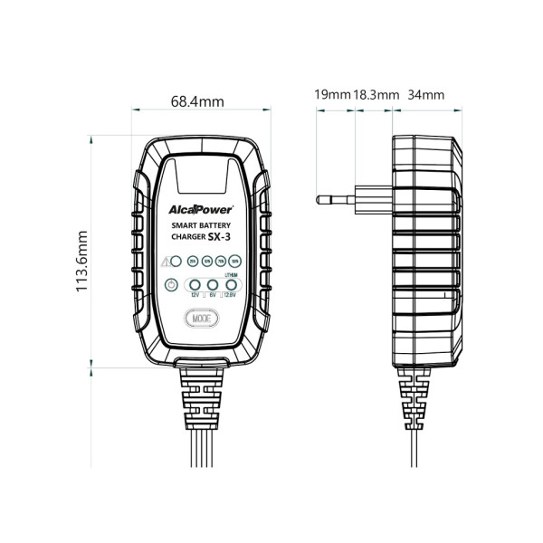 Professional 6-12V lead battery charger SX3