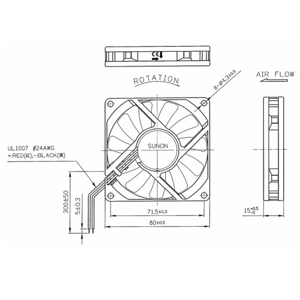 80x80x15 12V fan ME80151V1-000U-G99