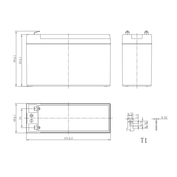 12V 5.4Ah slim lead Battery