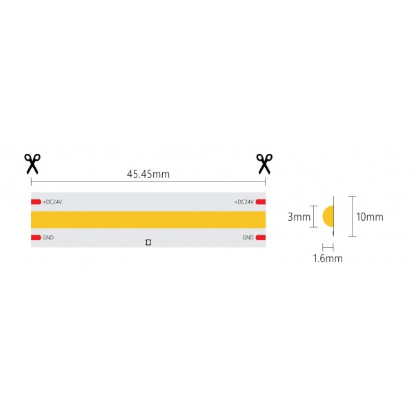 24V yellow COB LED strip IP20